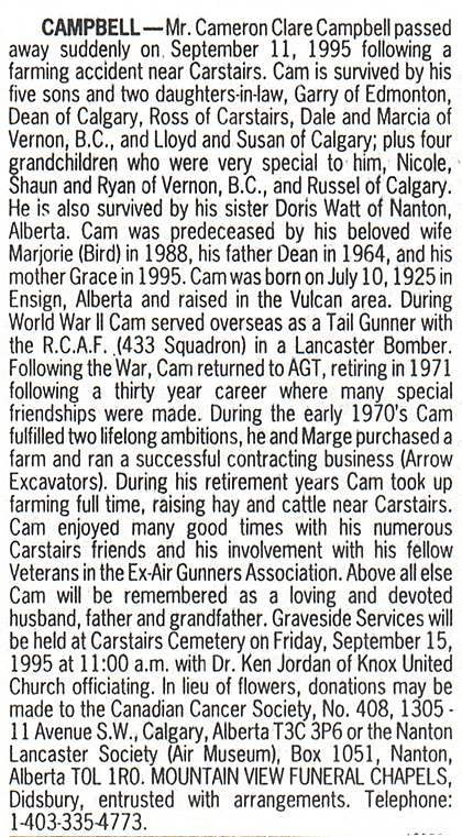 Cameron Clare Campbell obituary